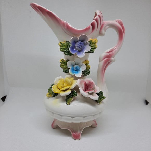 5 For $20.00 Vintage Decorative Pitcher Pink, Blue and Yellow flowers - Picture 1 of 14
